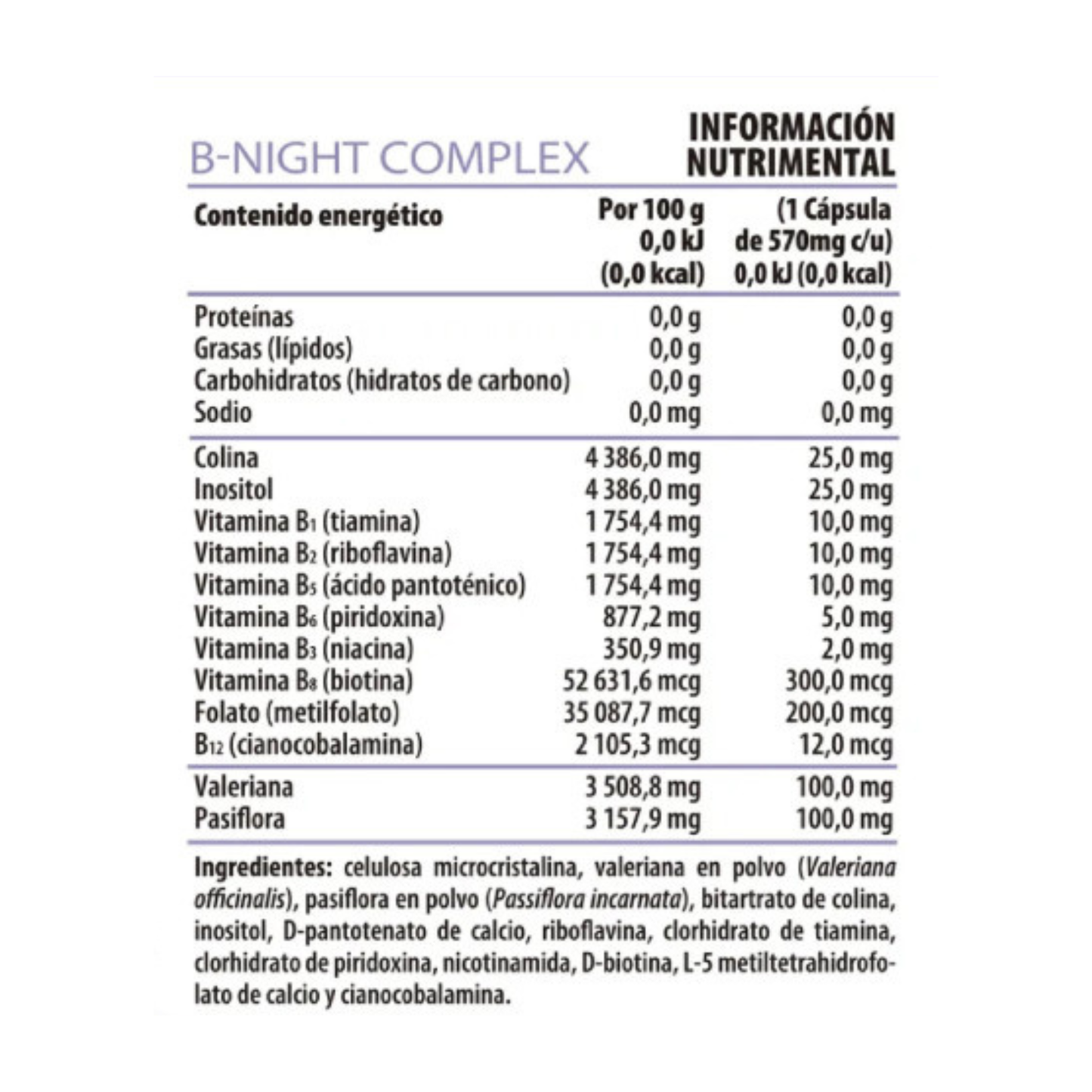 B-NIGHT COMPLEX (Vitaminas del Complejo B)